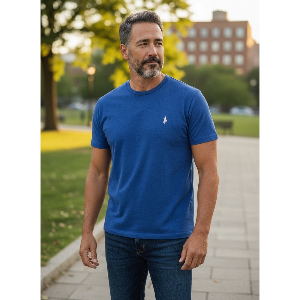 Polo Ralph Lauren Mens M Heather Blue Short Sleeve Pony Logoβ T-Shirt